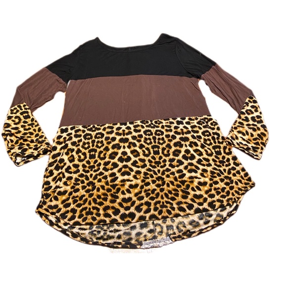 NWOT Black, Brown and Leopard Tunic, Size XL - Picture 4 of 5